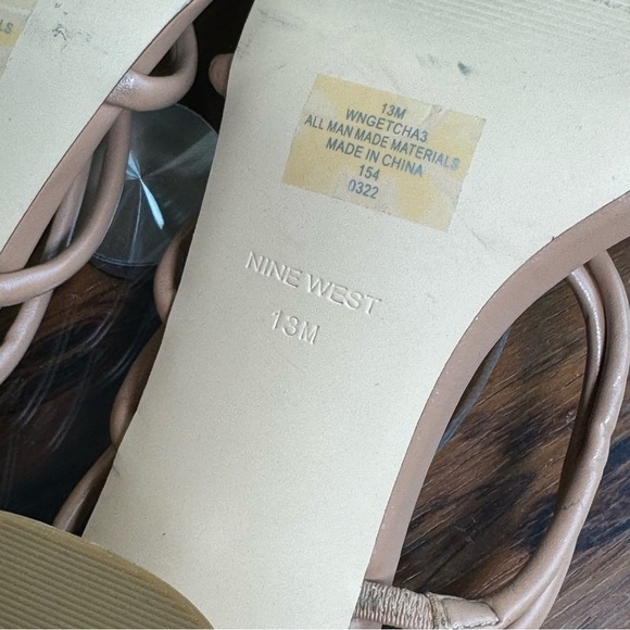 NINE WEST Strappy Open Toe Heel Sandals Platform Block Heels Size 13 - Picture 13 of 15